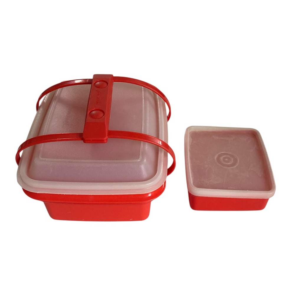 VTG‎ Tupperware Mini Red Pack N Carry #1513 Child's Lunch Box Container Handle